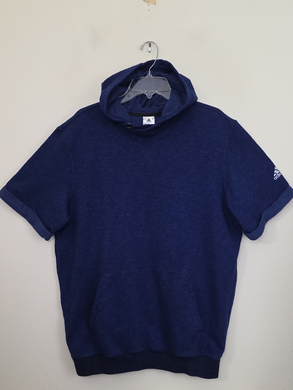 Adidas Blue Hoodie Pullover Short Sleeves  Mens (Read Size Below) XL